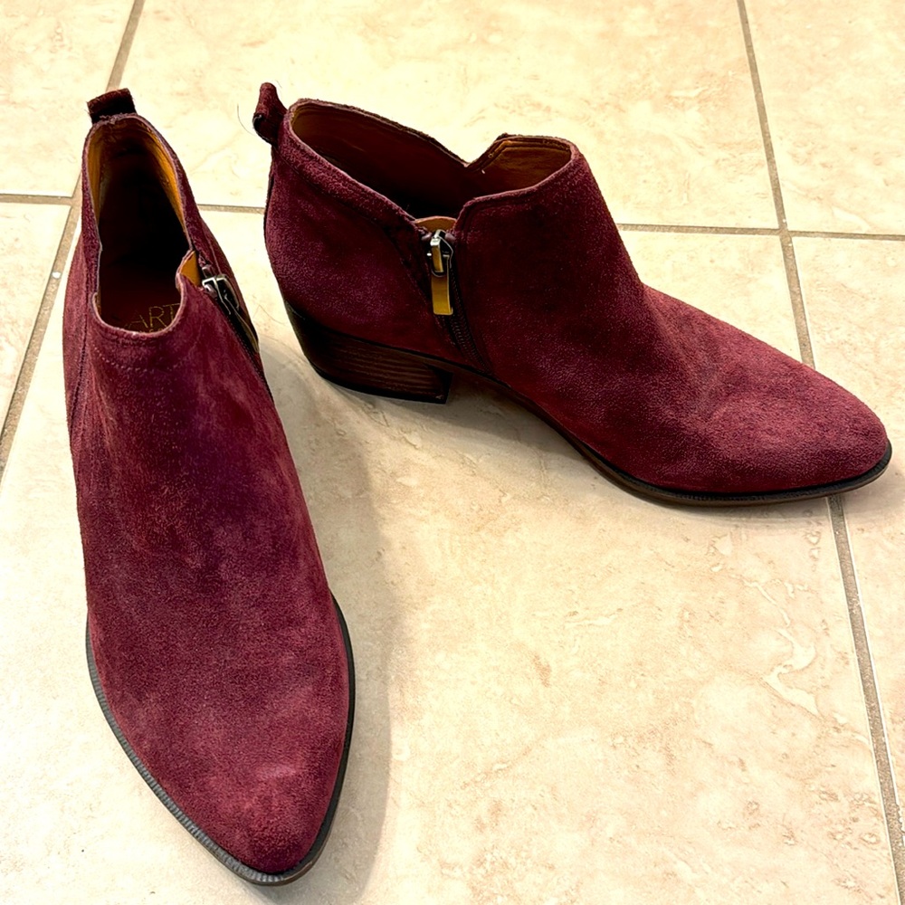 Purple suede Franco Sarto booties